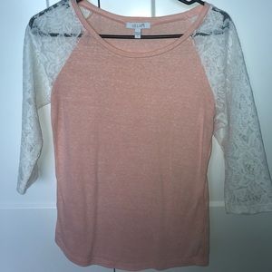 Peach & Lace sleeved baseball tee.